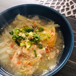 夏バテ防止に☆たっぷり白菜とひき肉の酸辣湯スープ